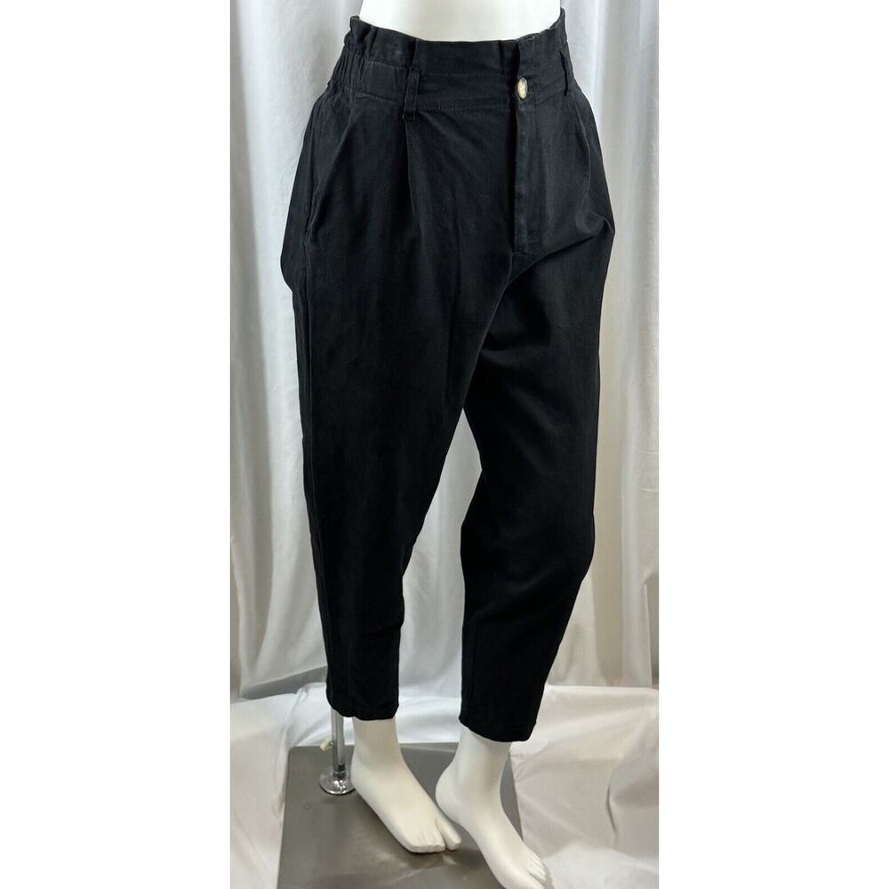 Zara Black Paper Bag Ankle Cropped Pants